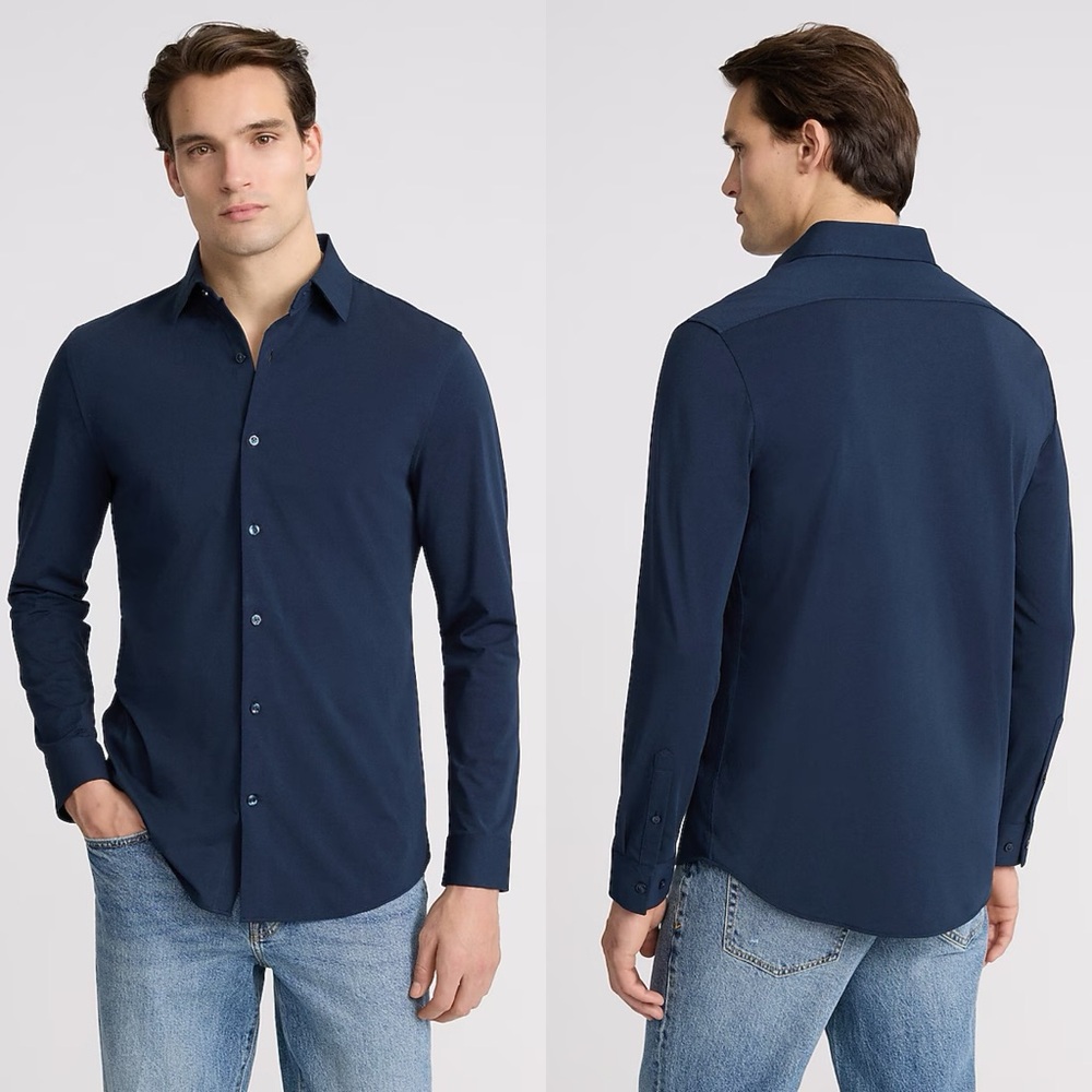 EXPRESS Men’s Slim Stretch Modern Tech 1MX Dress Shirt in Navy Blue Size XL NWT